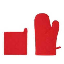 Set guanto e presina gnomi Natale bianco