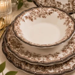 Set 24 piatti Velour marroni