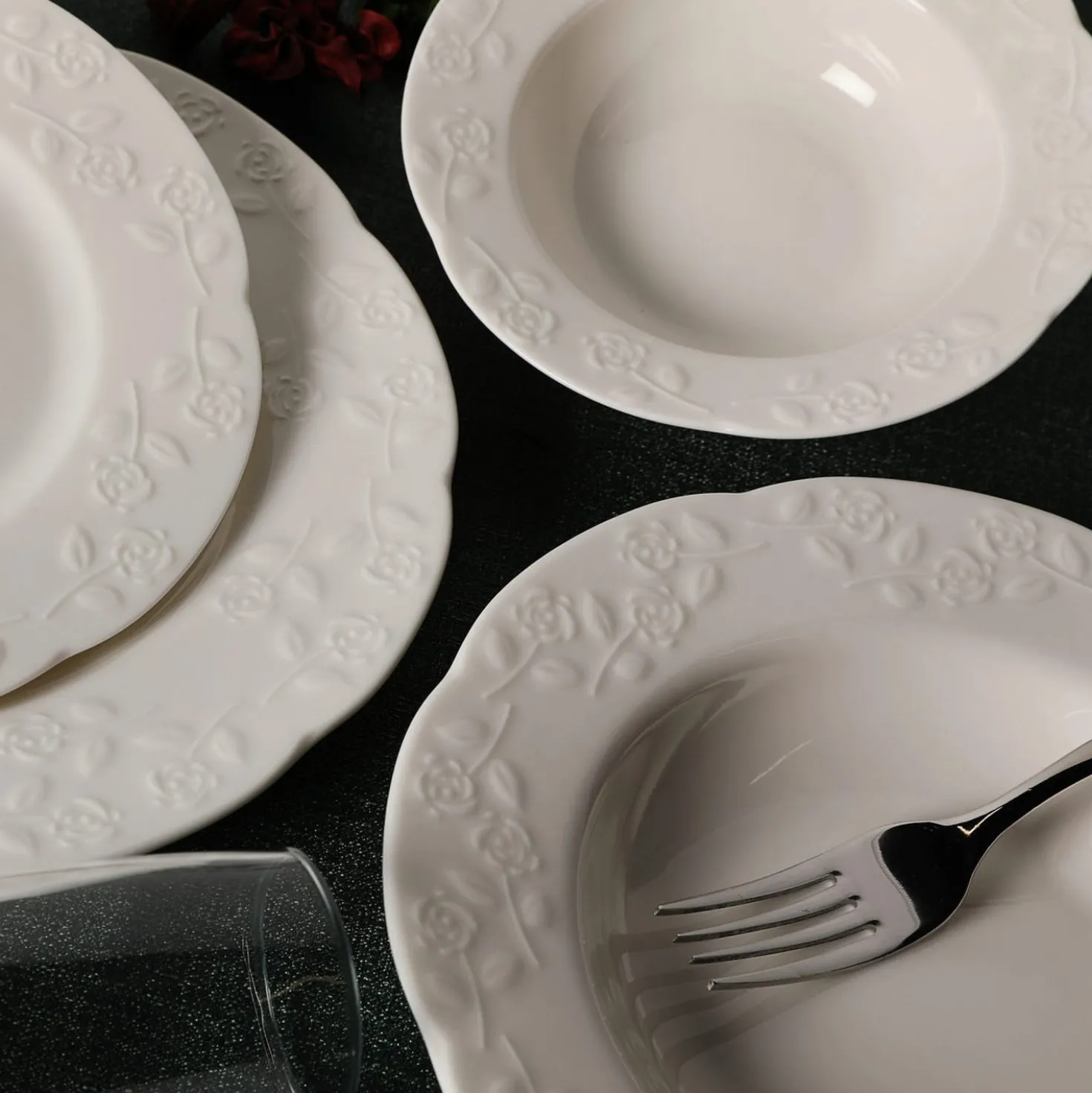 Set 24 piatti white flower