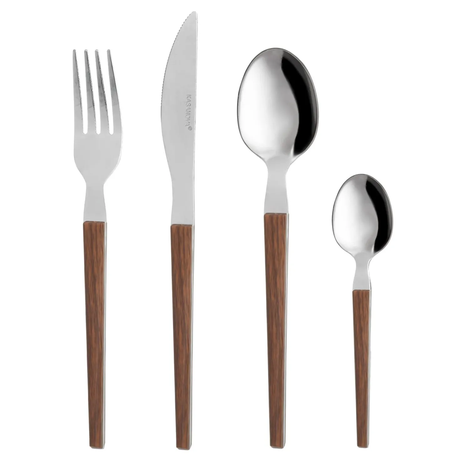 Set 24 posate in acciaio manico legno Diletta