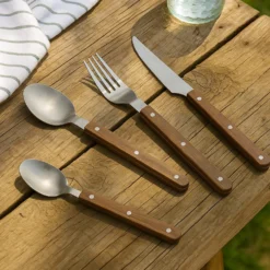 Set 24 posate Lucille in acciaio inox manico marrone