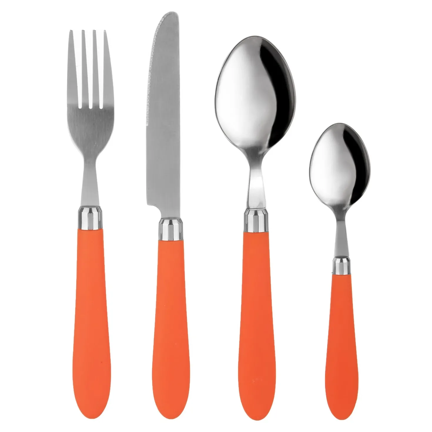 Set 24 posate Smooth in acciaio inox con manico arancione