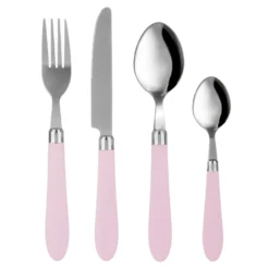 Set 24 posate Smooth in acciaio inox con manico lilla