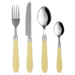 Set 24 posate Smooth in acciaio inox con manico verde chiaro