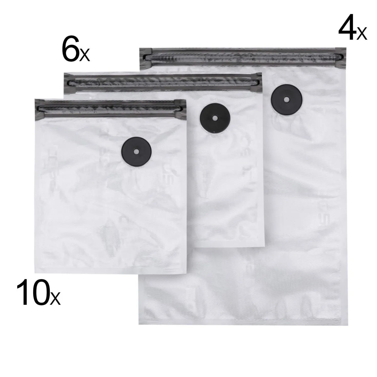 Set 20 sacchetti sottovuoto con cerniera in 3 formati
