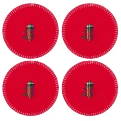 Set 4 sottobicchieri albero rosso 10 cm