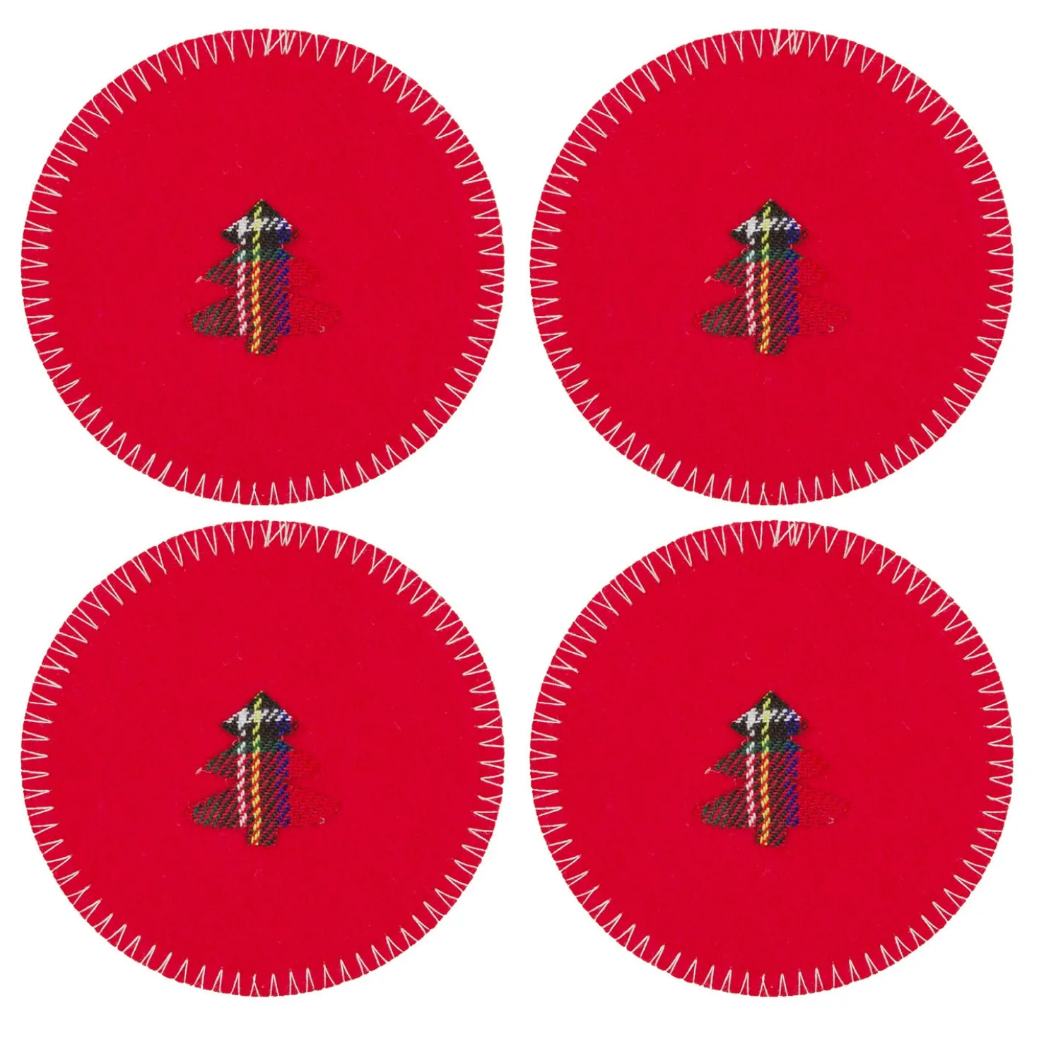 Set 4 sottobicchieri albero rosso 10 cm