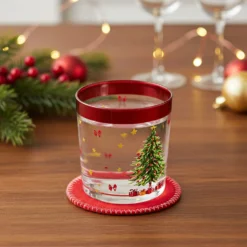 Set 4 sottobicchieri albero rosso 10 cm