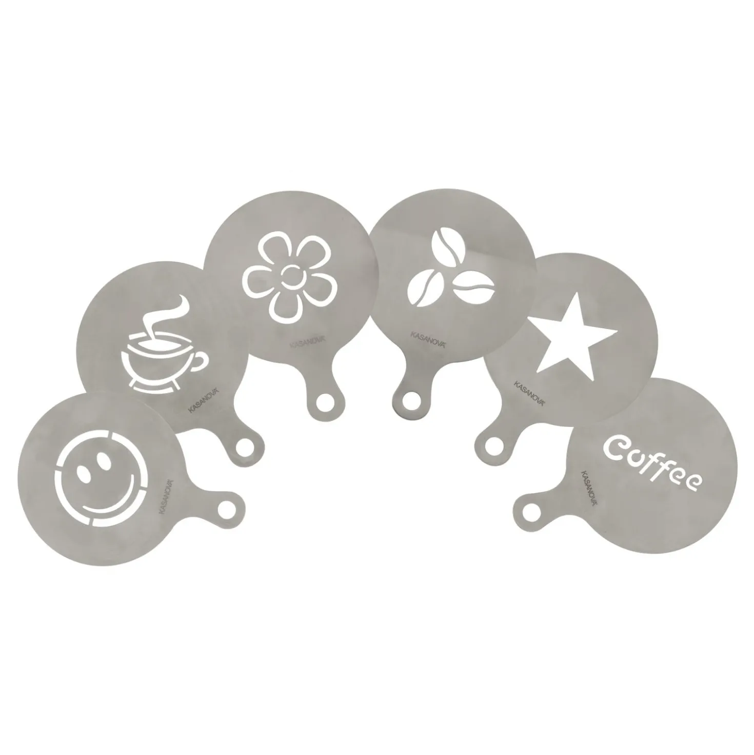 Set stencil con 6 decori in acciaio, da 10 cm