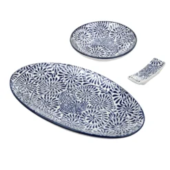 Set sushi 3 pezzi con decori blu Sushiko