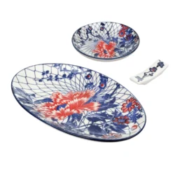 Set sushi 3 pezzi con decori rossi, bianchi, blu Sushiko