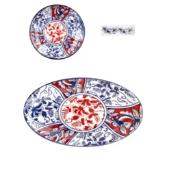 Set sushi 3 pezzi con decori rossi e blu Sushiko
