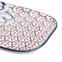 Set sushi 3 pezzi piattino rettangolare 23 cm blu rosso Sushiko