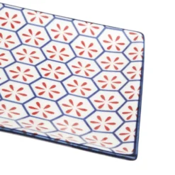 Set sushi 3 pezzi piattino rettangolare 28 cm blu rosso Sushiko