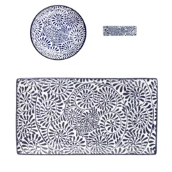 Set sushi 3 pezzi piattino rettangolare 28 cm blu Sushiko
