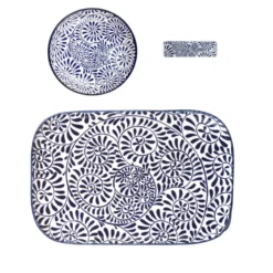 Set sushi 3 pezzi piattino rettangolare 23 cm blu Sushiko