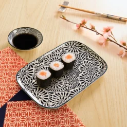 Set sushi 3 pezzi piattino rettangolare 23 cm blu Sushiko