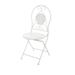 Set tavolo rotondo e sedie giardino in ferro bianco