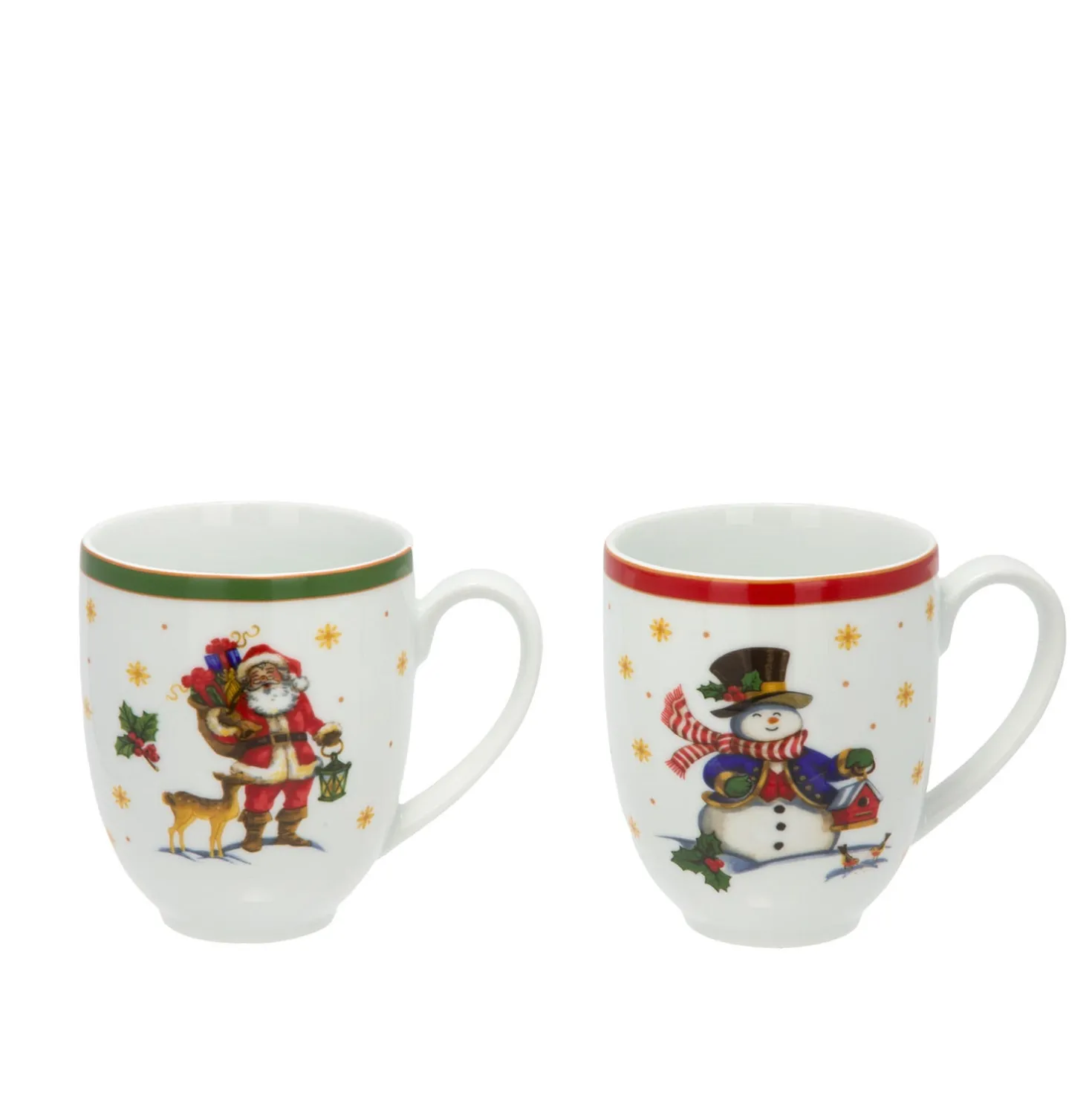 Set 2 tazze 300 ml Pupazzo e Babbo Natale