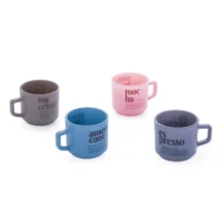 Set 4 tazzine caffè in vetro con stand Glassy