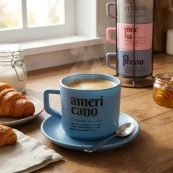Set 4 tazzine caffè in vetro con stand Glassy