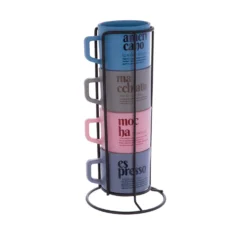 Set 4 tazzine caffè in vetro con stand Glassy