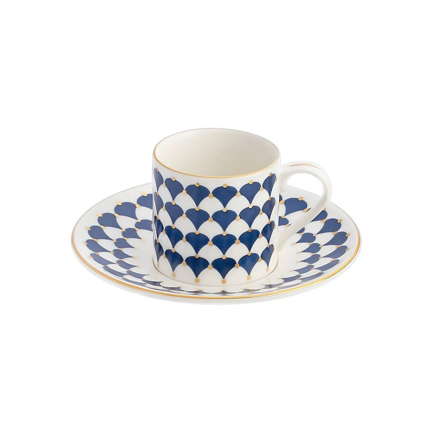 Set 2 tazzine da caffè con piattino Peyda blu