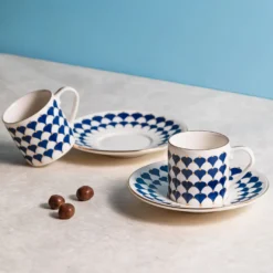 Set 2 tazzine da caffè con piattino Peyda blu