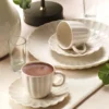 Set 2 tazzine e 2 piattini bianchi