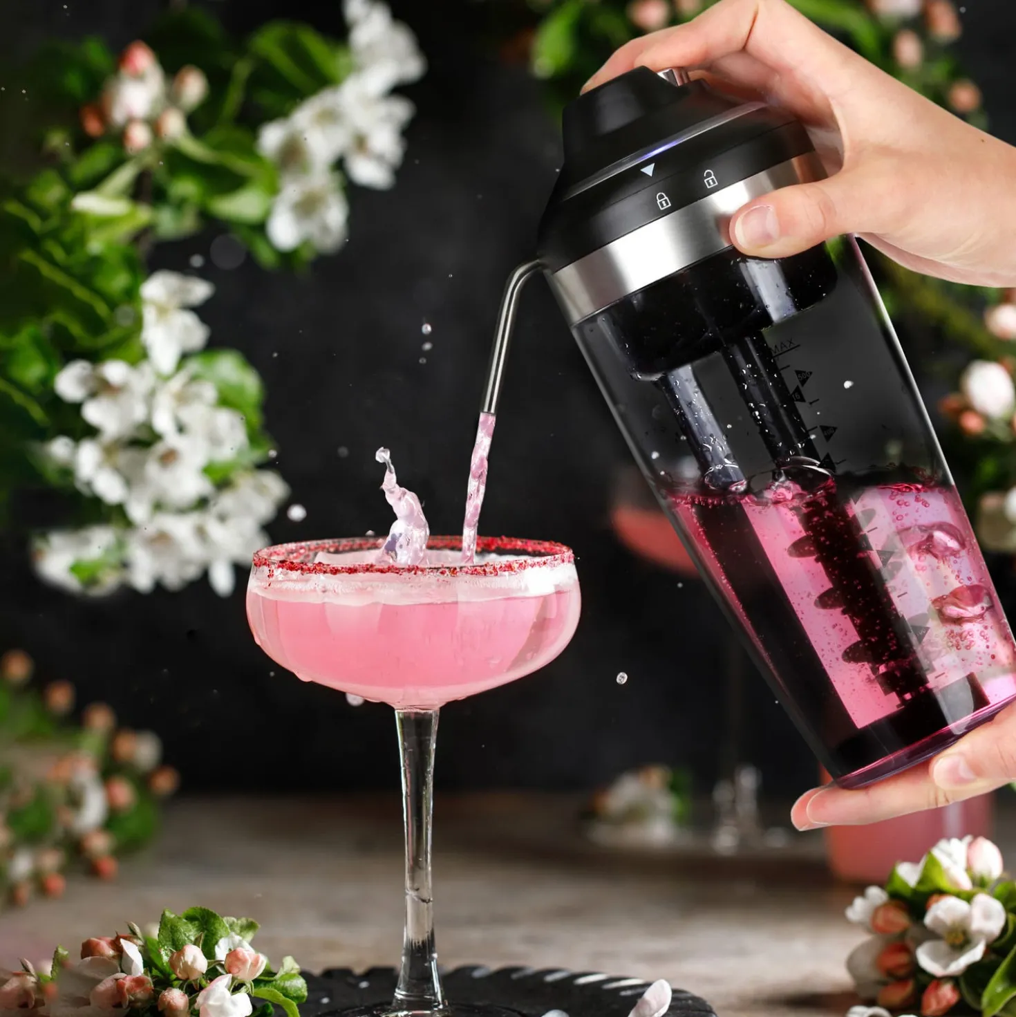 Shaker cocktail elettrico 500 ml con pompa