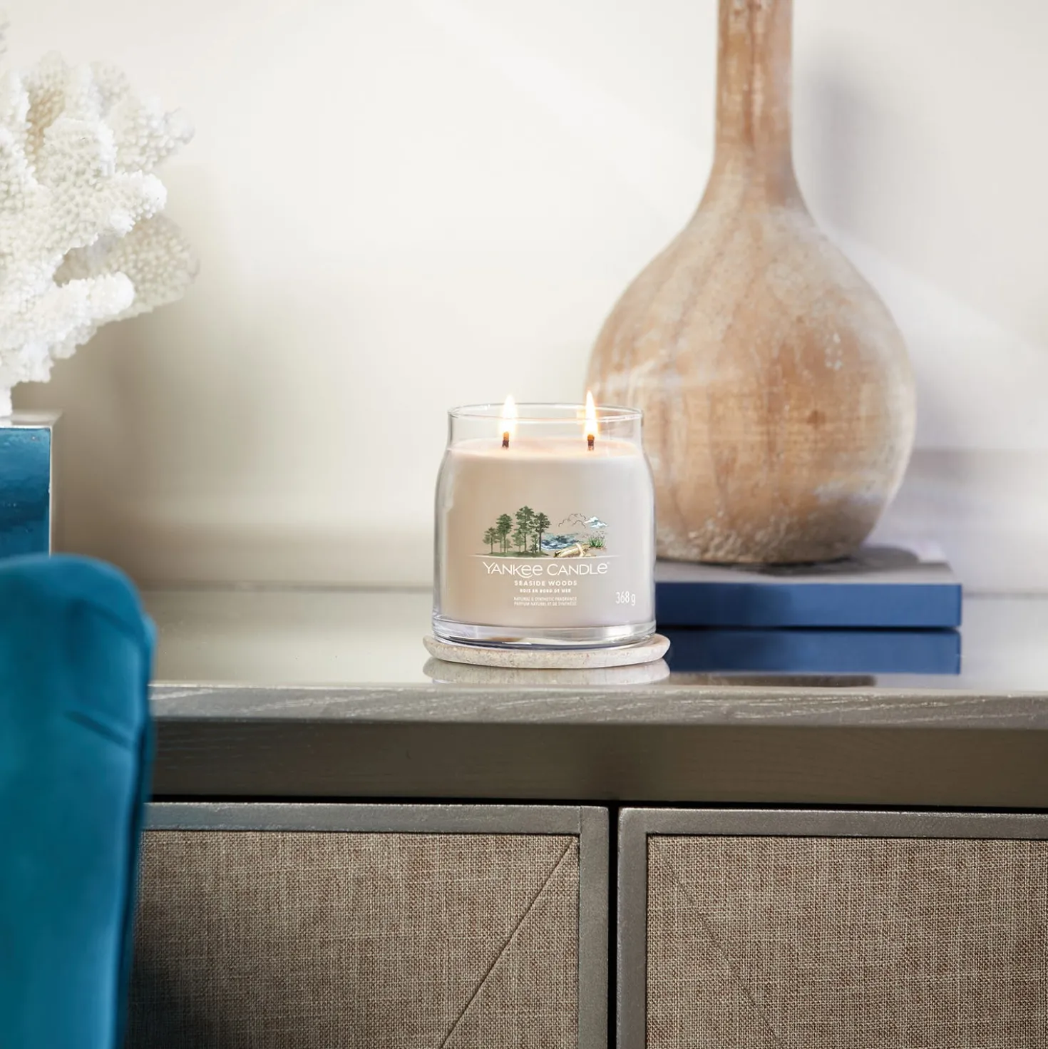 Soft Wool & Amber candela in giara media Yankee Candle