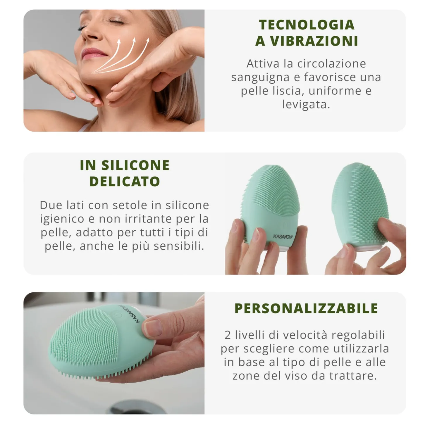 Spazzola pulizia viso sonica ricaricabile