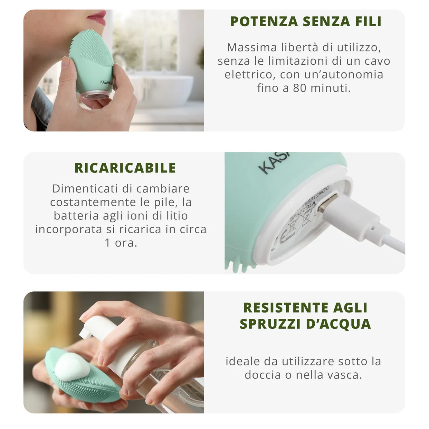 Spazzola pulizia viso sonica ricaricabile