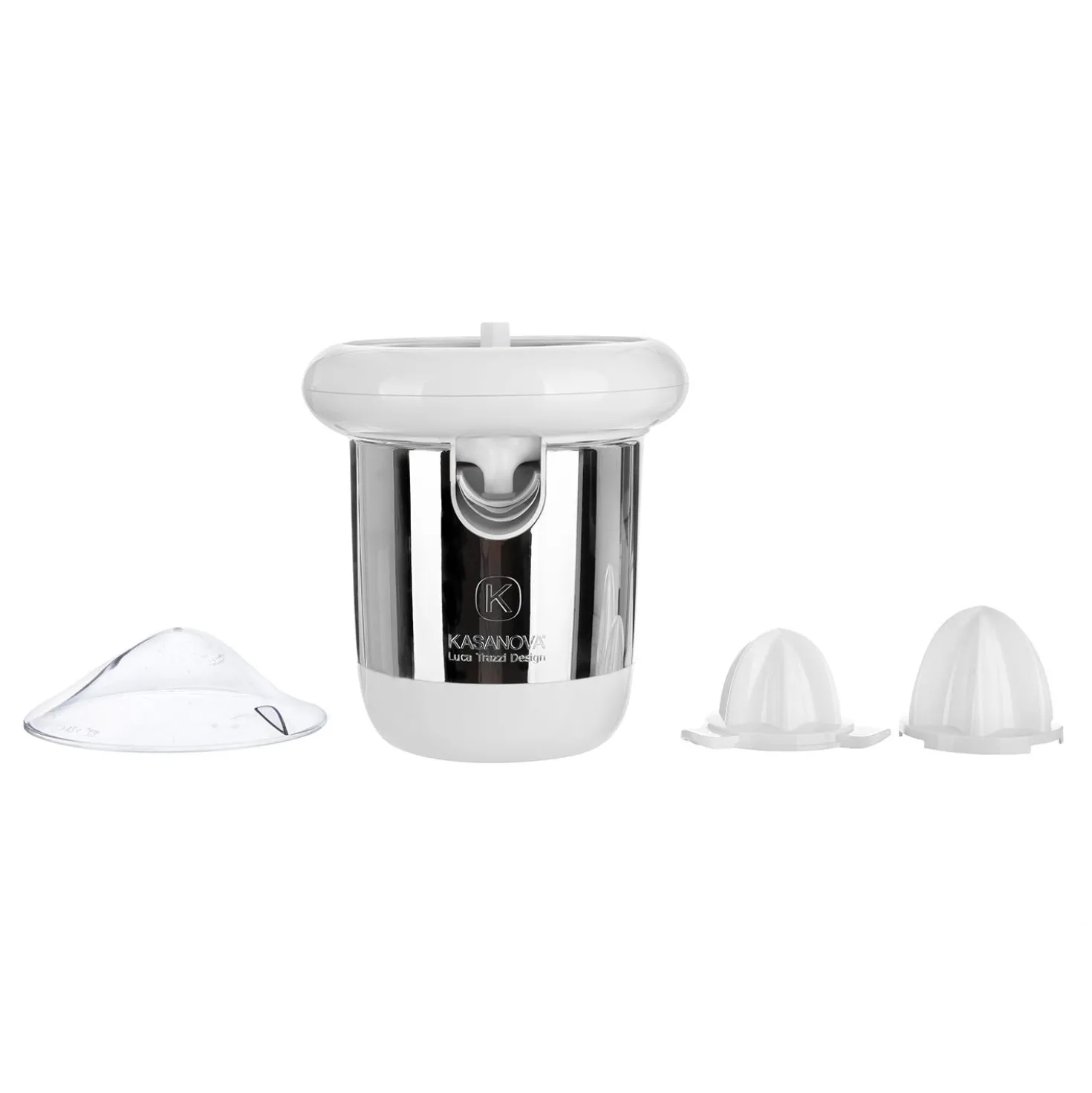 Spremiagrumi elettrico bianco cromato Design Luca Trazzi