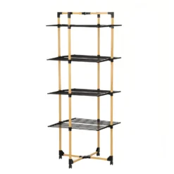 Stendibiancheria a torre 69x69x175 cm effetto legno