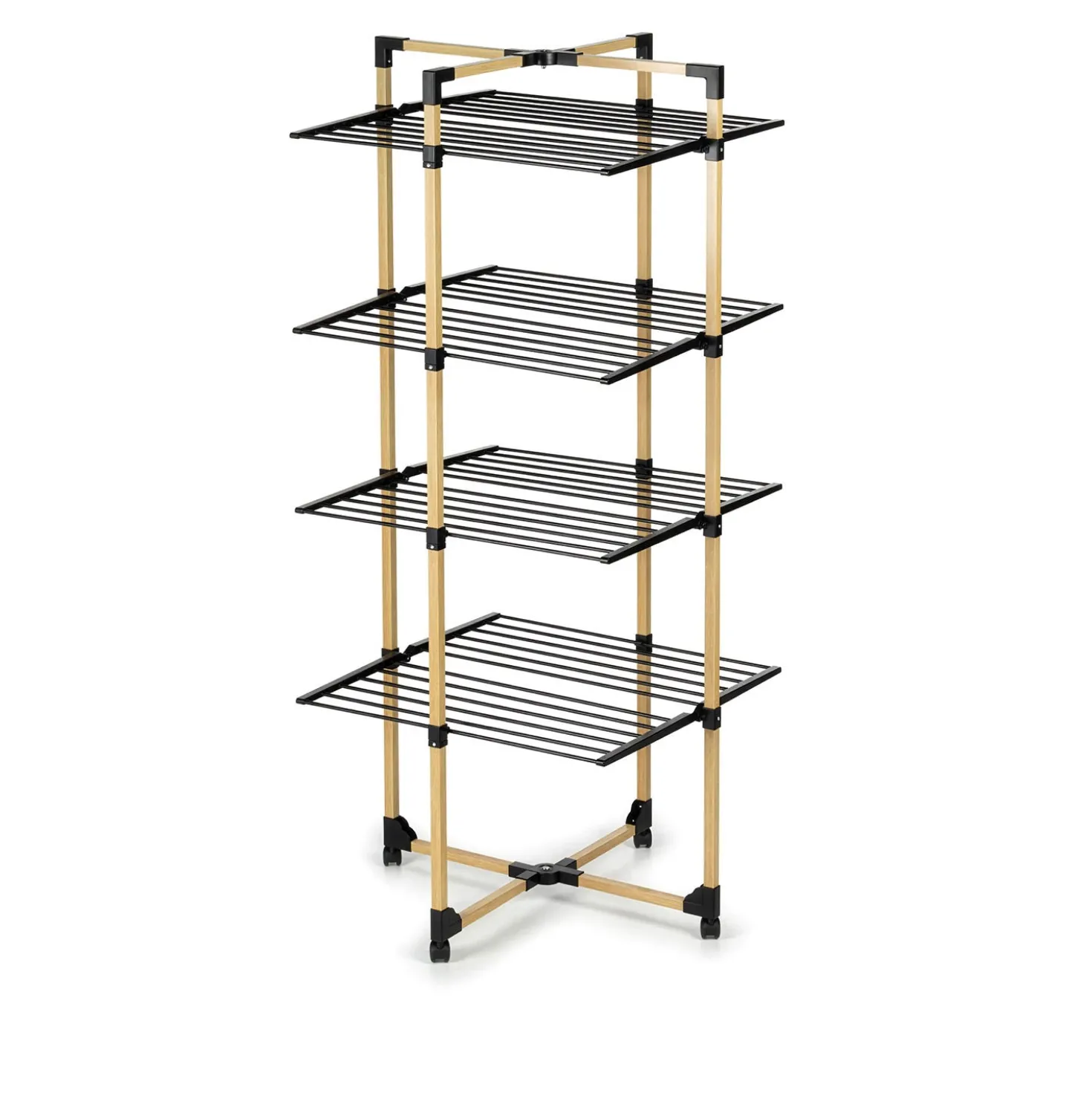 Stendibiancheria a torre 69x69x175 cm effetto legno