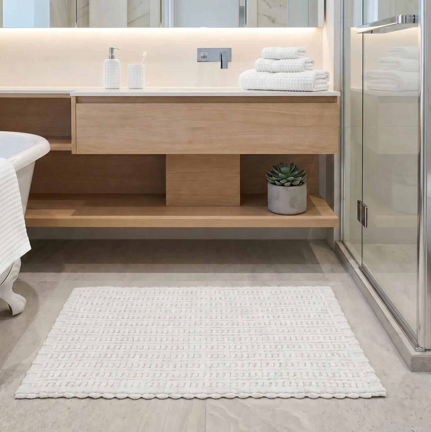 Tappeto bagno ciniglia 50x80 cm bianco Rug