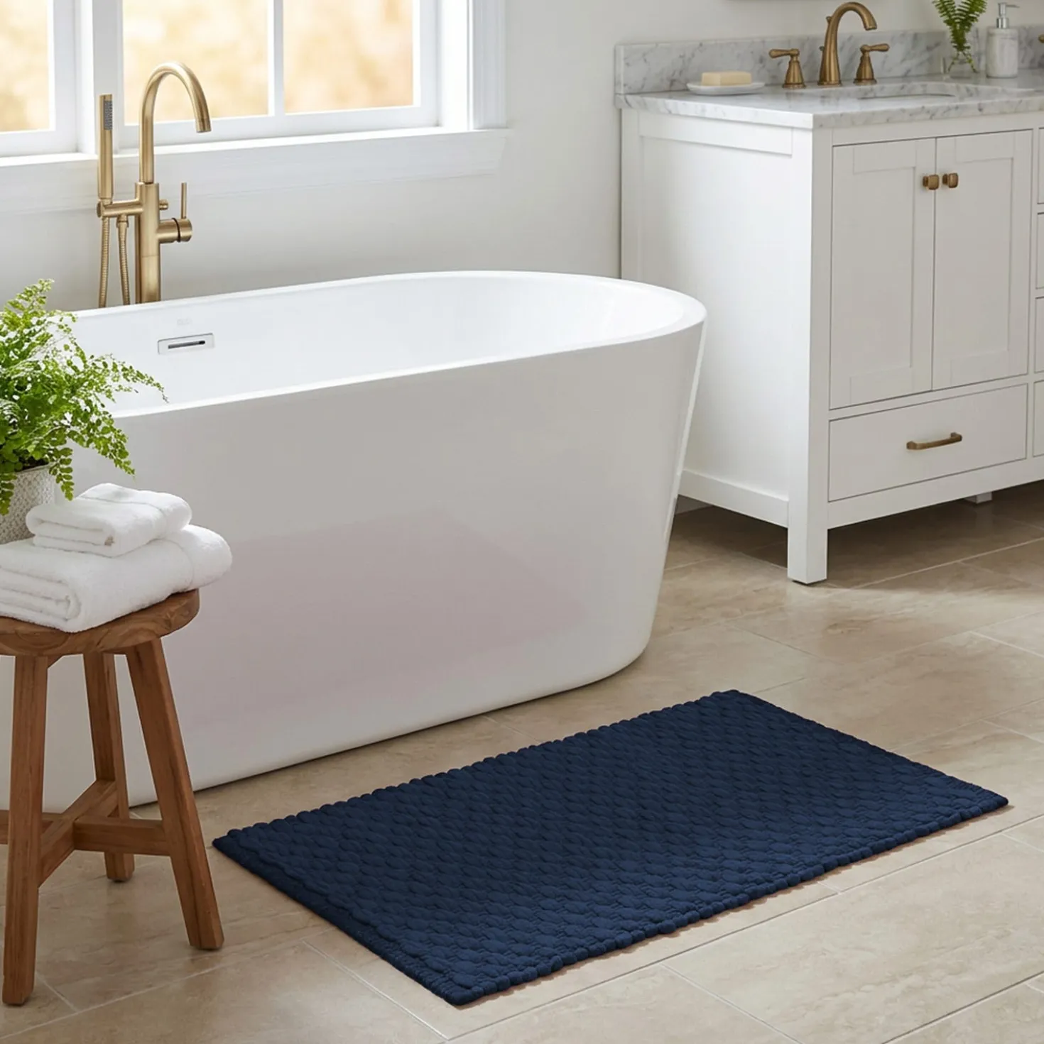 Tappeto bagno ciniglia 80x50 cm Dark blue