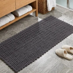 Tappeto bagno ciniglia 60x130 cm grigio Rug