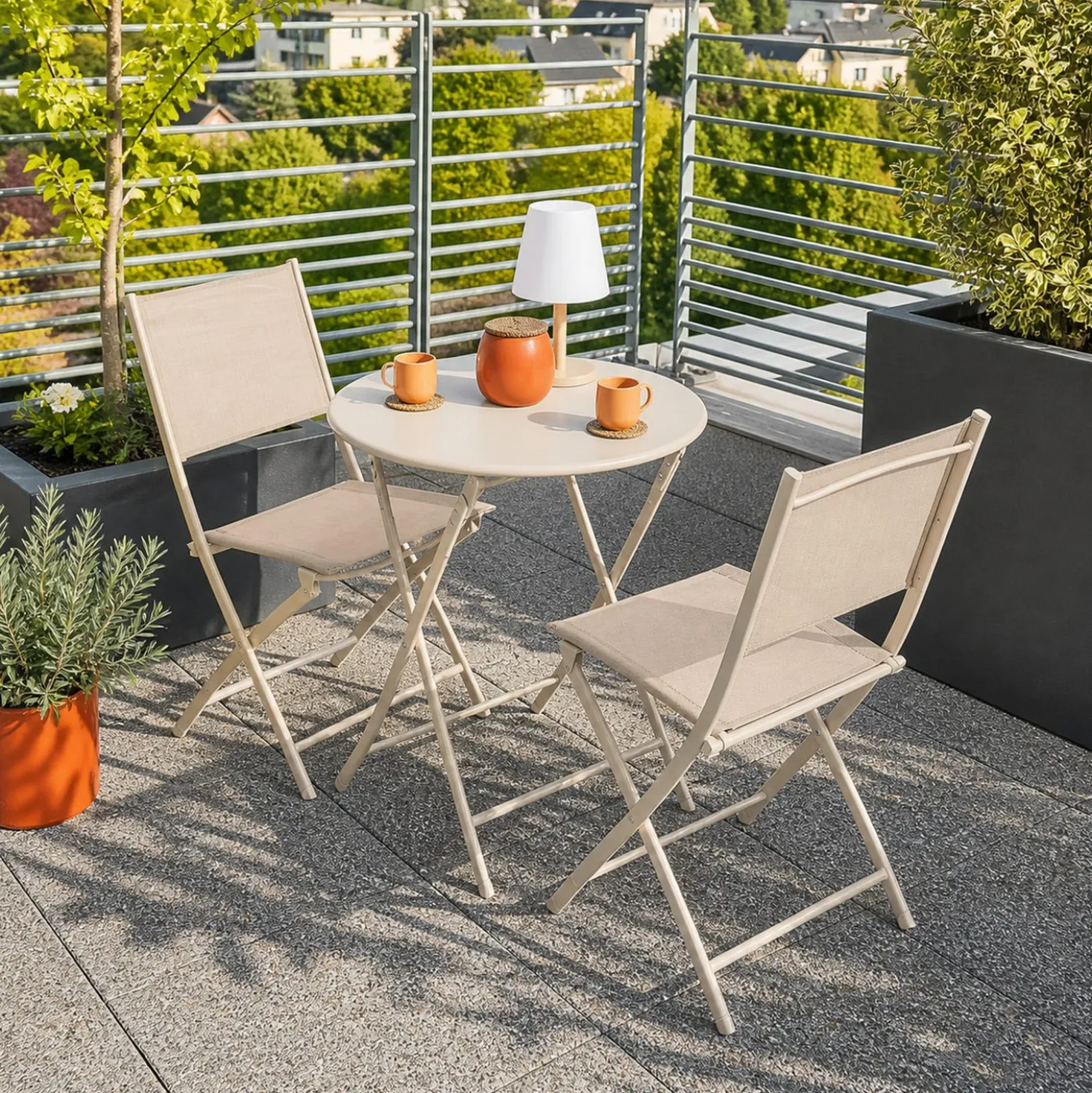 Tavolo da giardino pieghevole tondo 60x71 cm argilla Greensboro