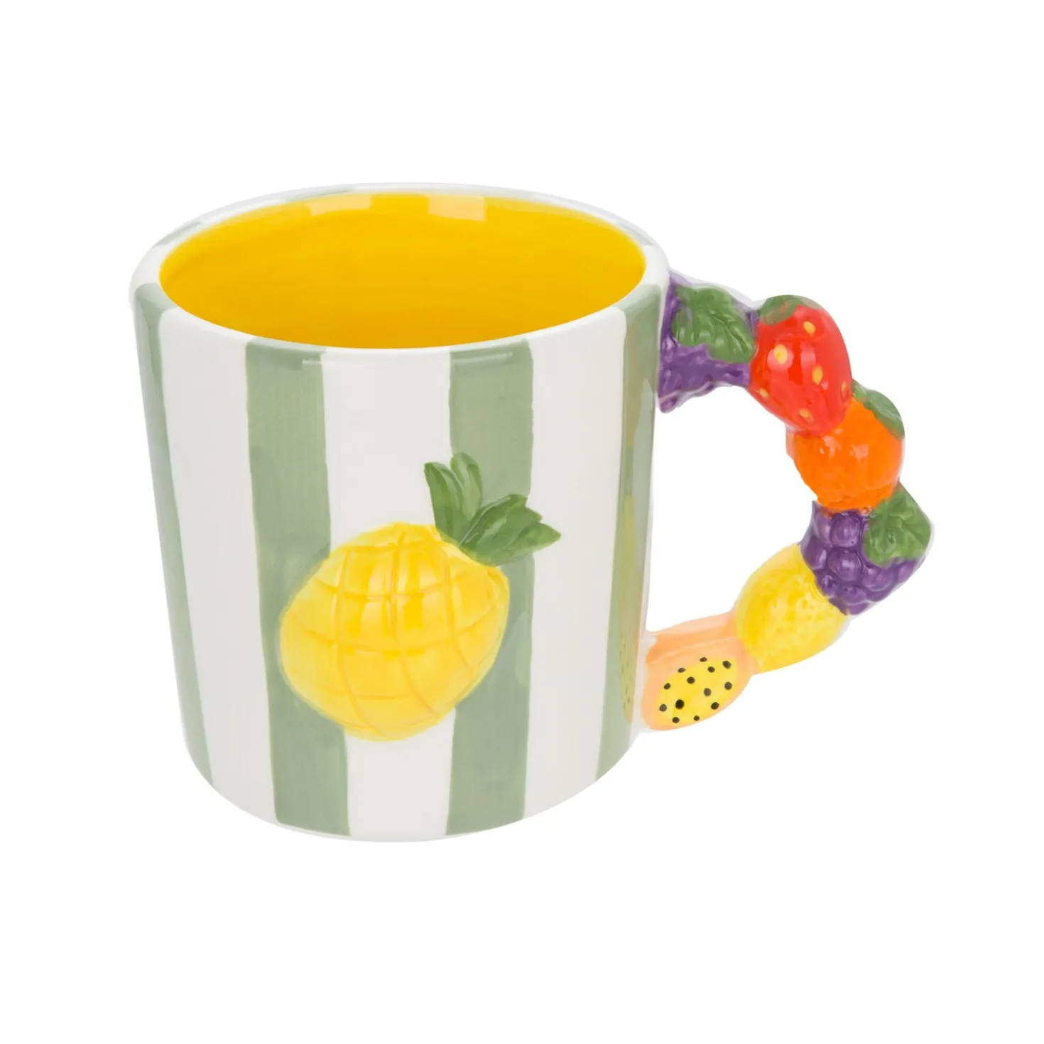 Tazza ananas righe verdi 530 ml Florafruit ceramica