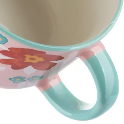 Tazza fiori 570 ml in porcellana azzurra e rosa
