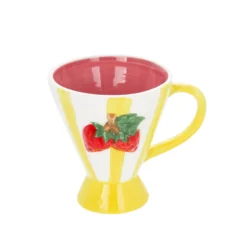 Tazza fragole righe gialle 230 ml Florafruit ceramica