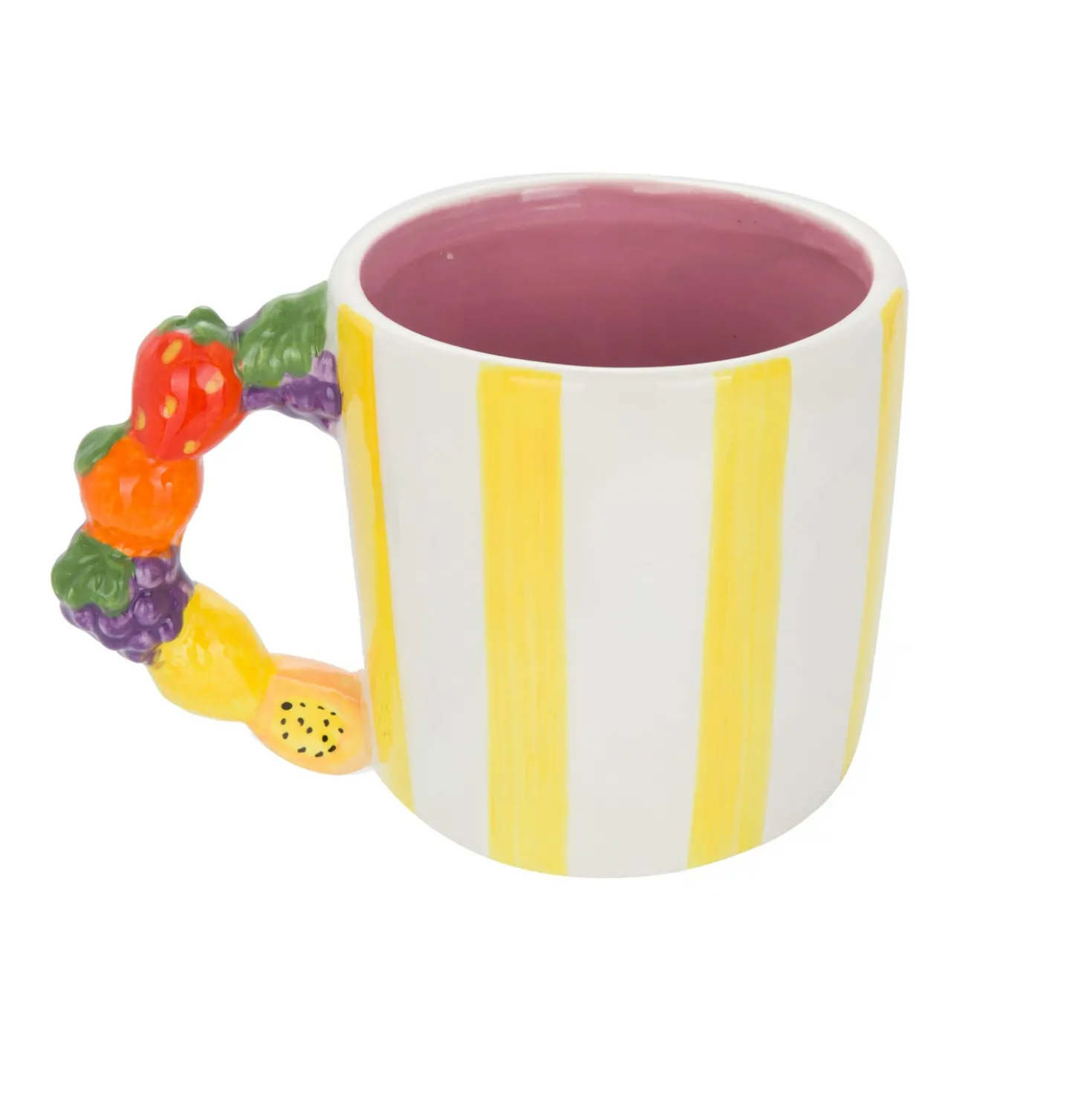 Tazza fragole righe gialle 530 ml Florafruit ceramica