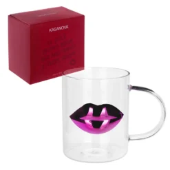 Tazza labbra rosa vetro 390 ml