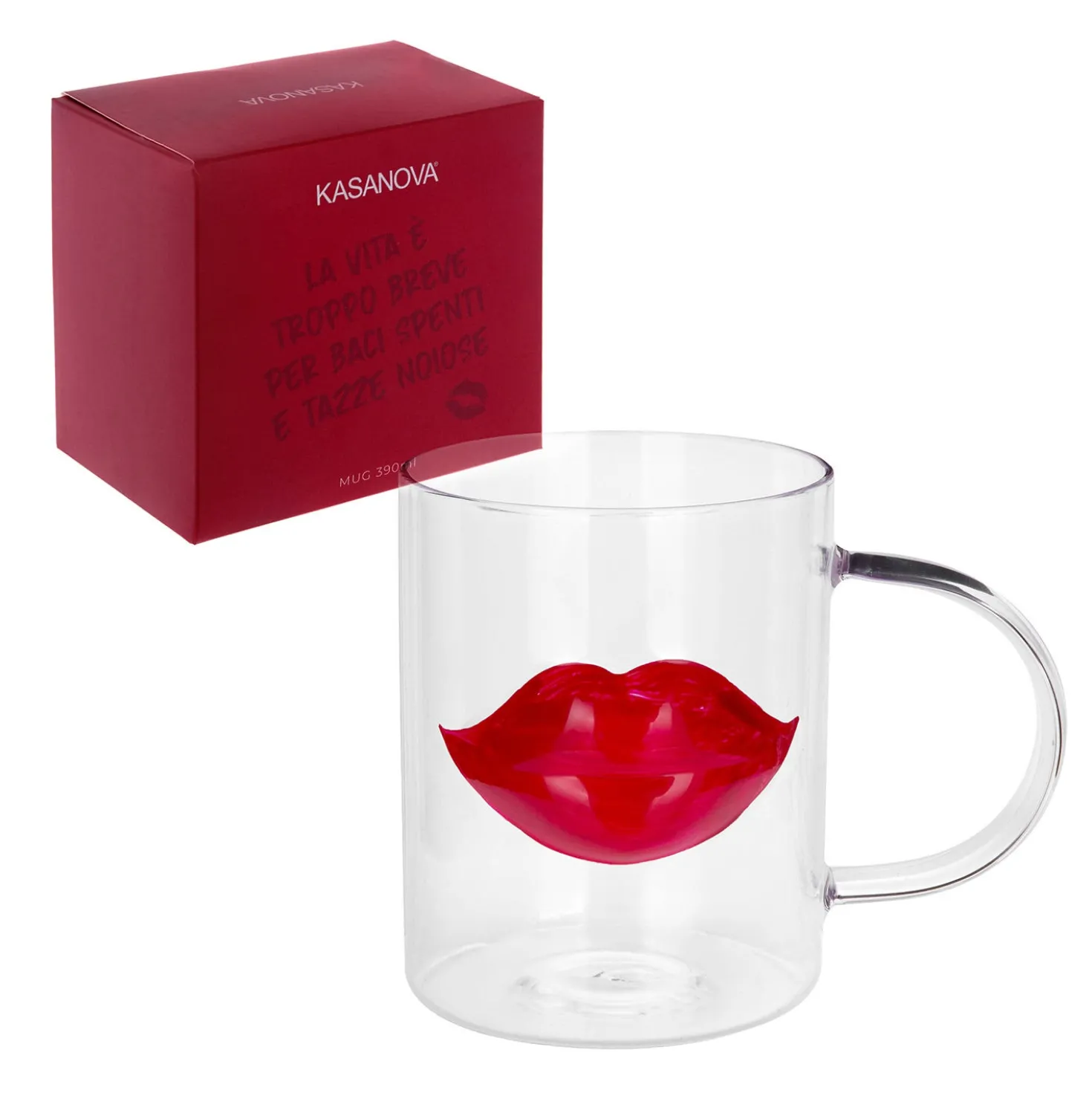 Tazza labbra rosso vetro 390 ml