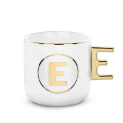Tazza lettera E con manico oro 360 ml