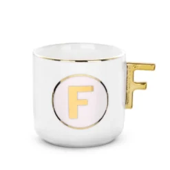 Tazza lettera F con manico oro 360 ml