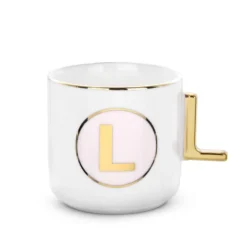 Tazza lettera L con manico oro 360 ml