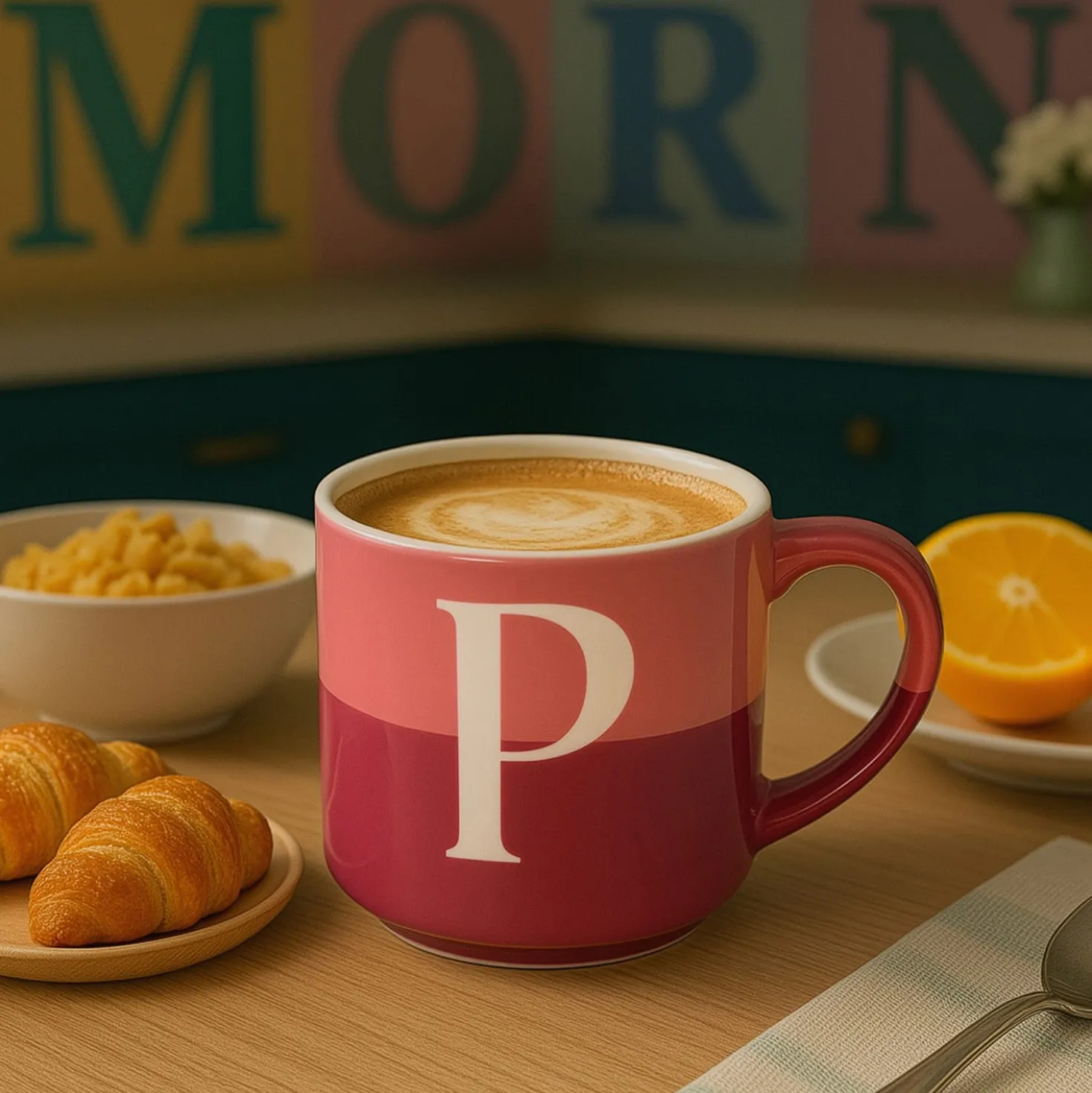 Tazza lettera P rosa 400 ml Blend Collection